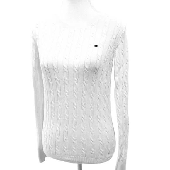 Tommy Hilfiger White Cable Knit  Sweater Size Small - Picture 2 of 5